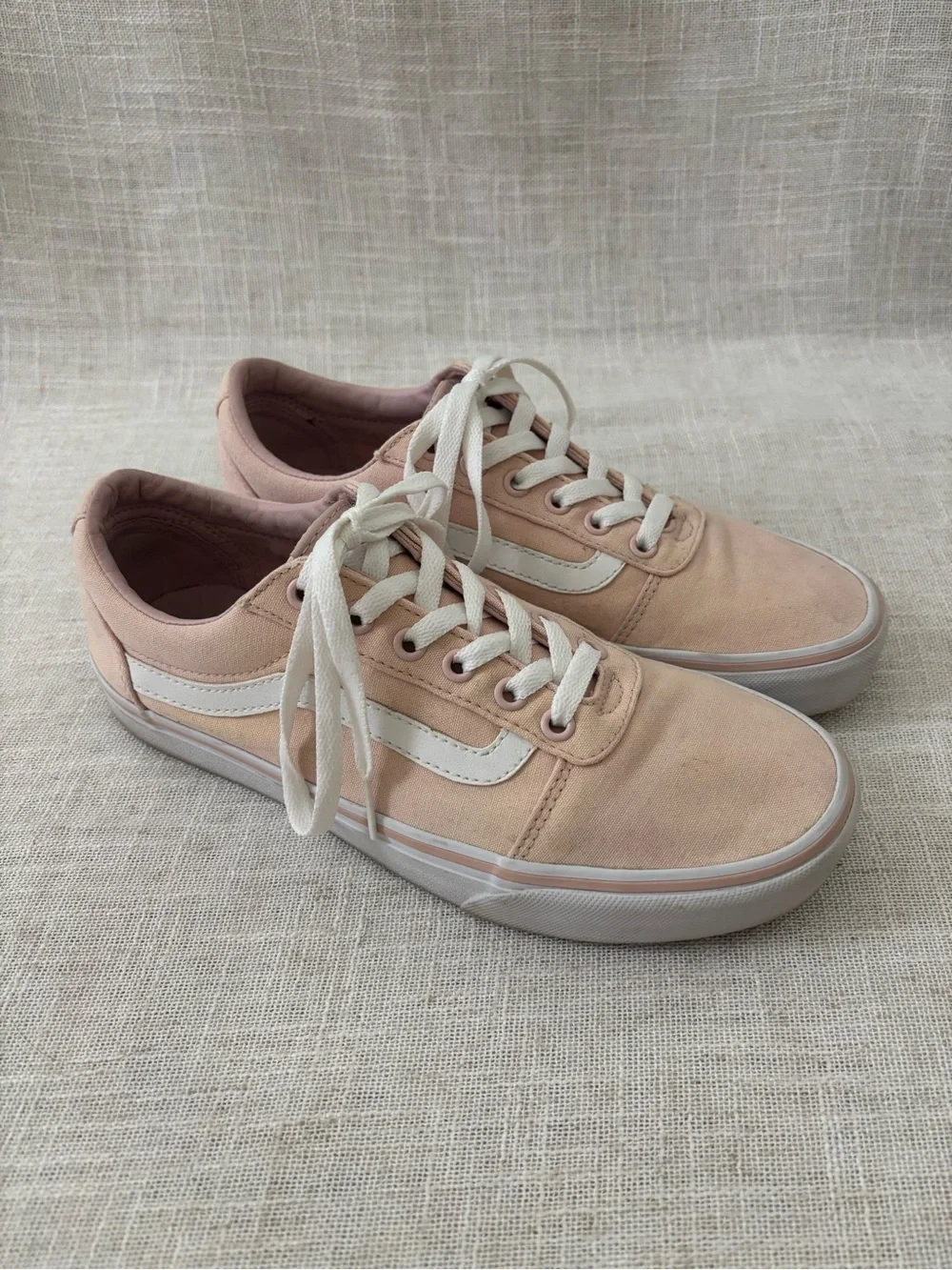 Vans Old Skool Low Top Canvas Sneakers Pink White 9